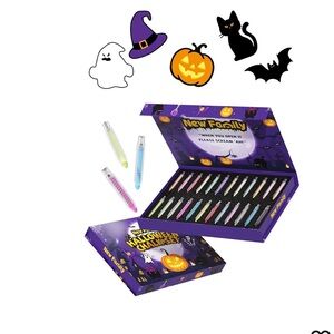 Halloween 24 pcs Chalk with holder & 5 magnet drawing Mats Set NIB